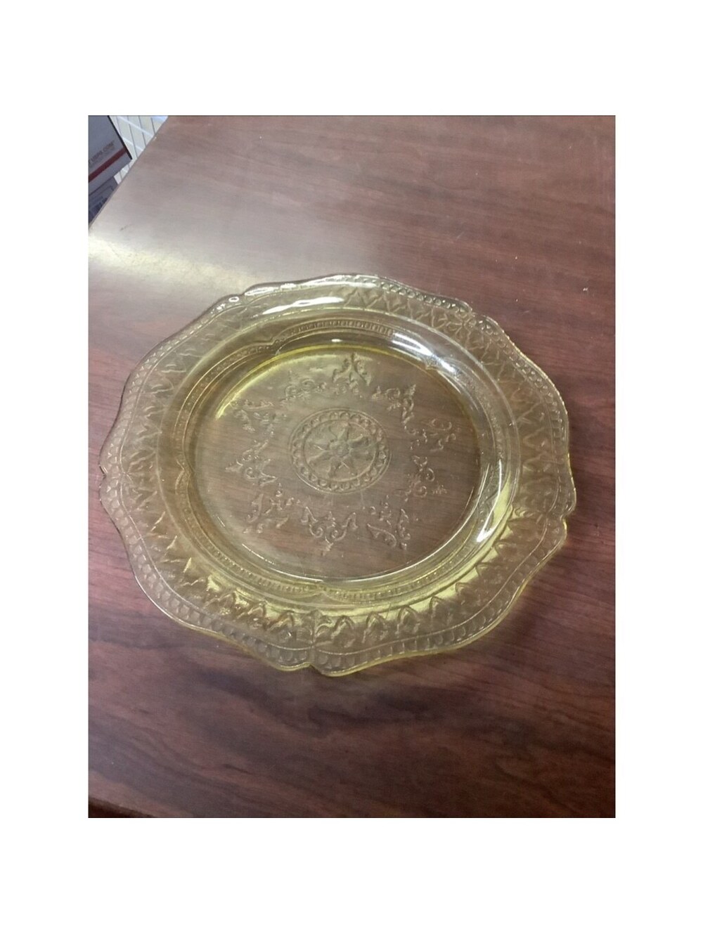 VTG Federal Glass Patrician Spoke Yellow Depression Glass Plate Platter 11”